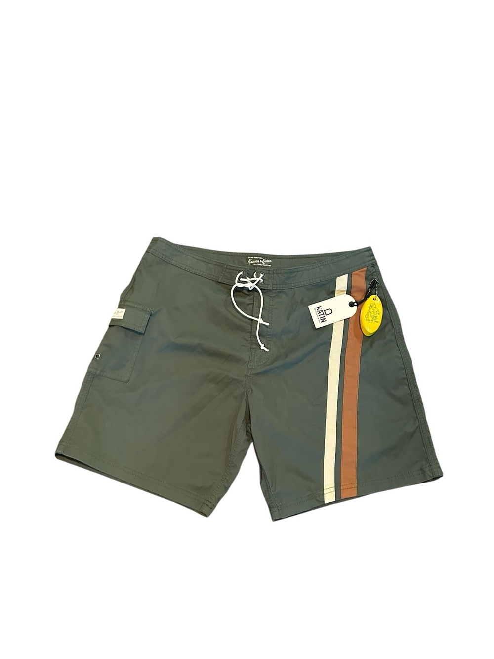 KATIN Grant Board Shorts Men’s Sz 36 Kanvas Green Stripe Nylon